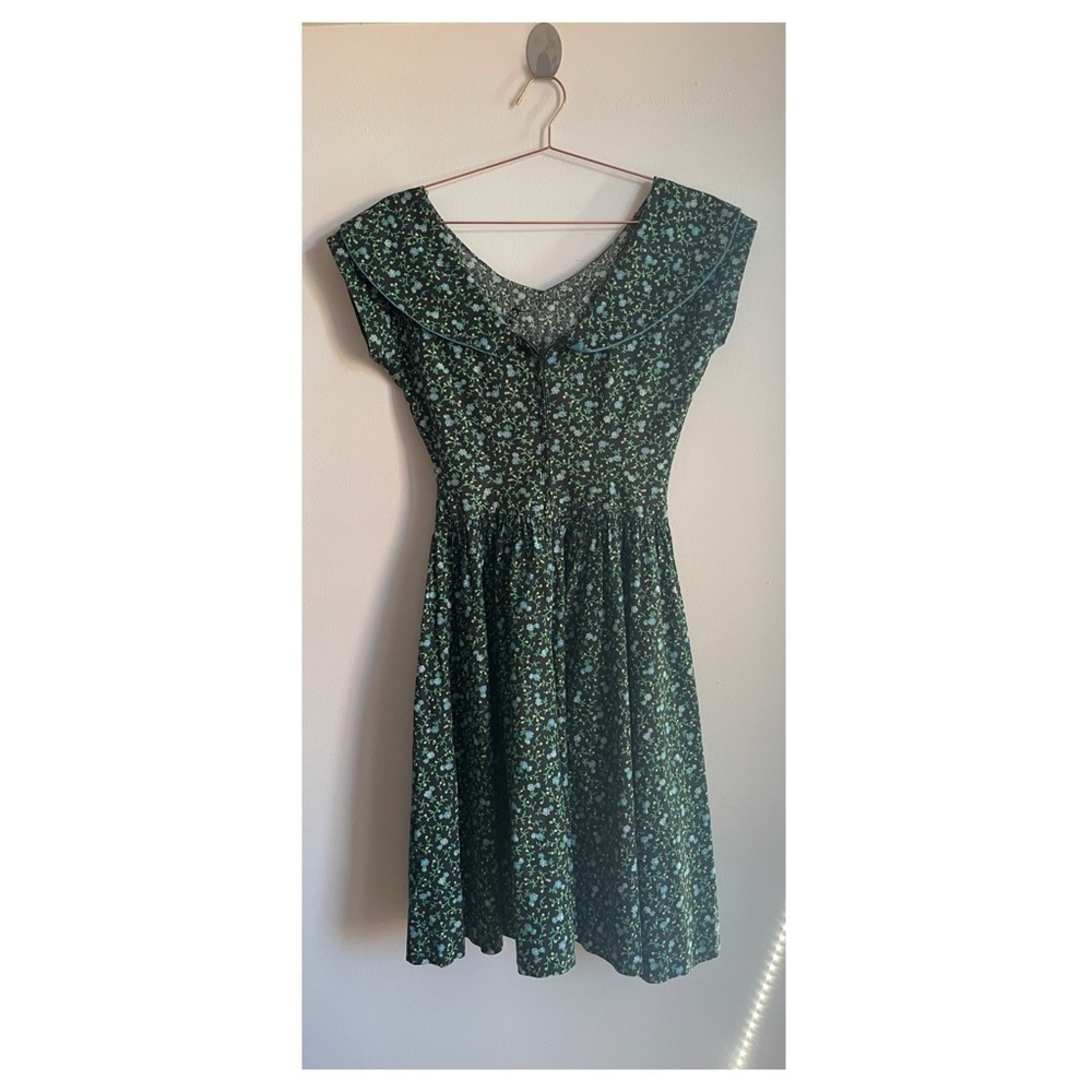 Vintage 1950s Handmade Fit & Flare Floral Dress - Picture 3 of 5